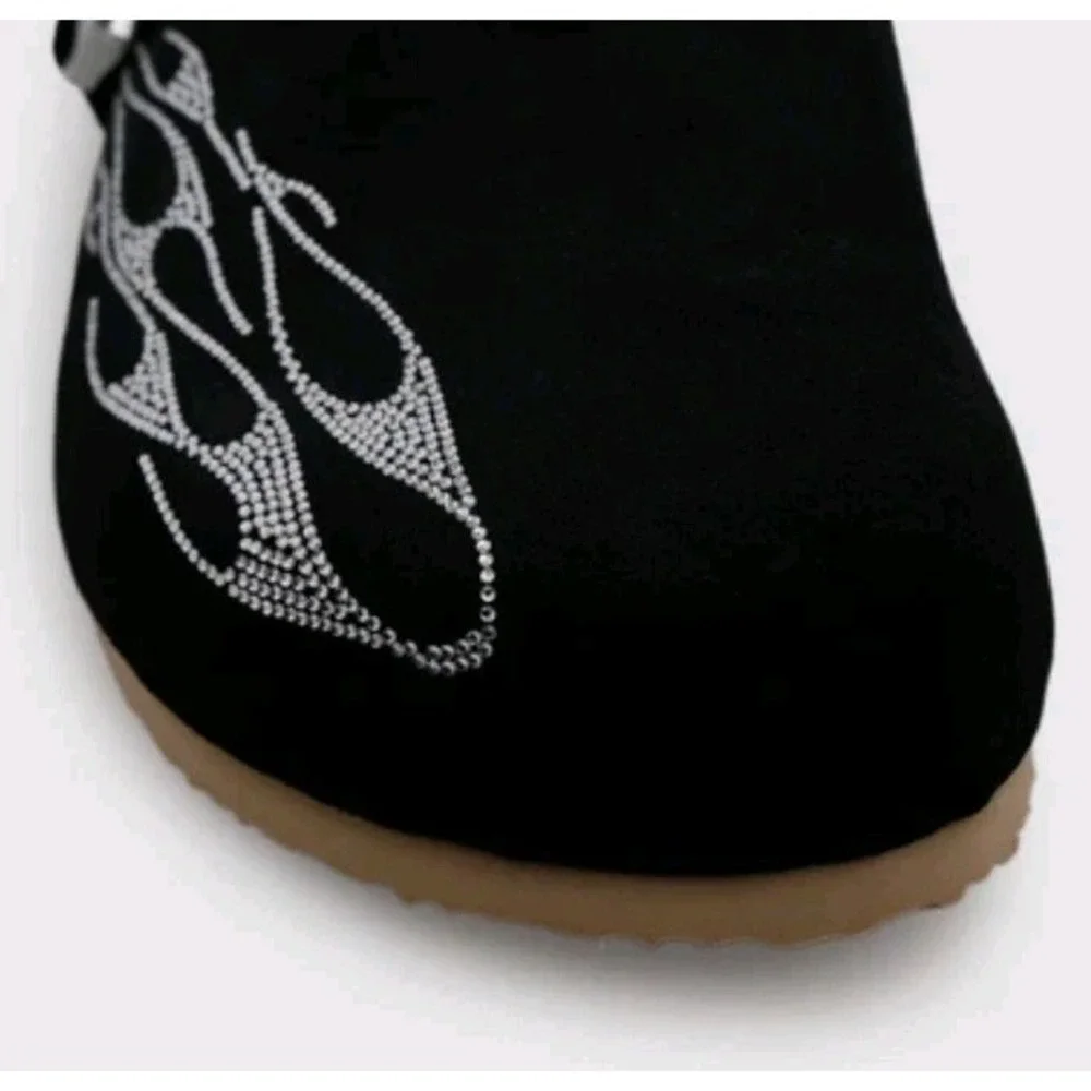 New Culture Kings Loiter Spire Mule Clog Slide On Black/Stone Leather Sz 11 Men